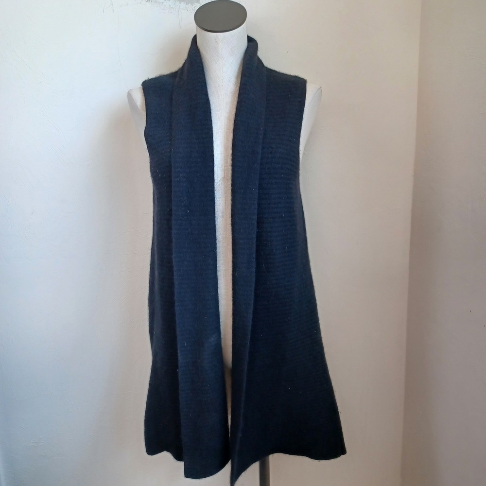 Charter Club Luxury Womens Black 100% Cashmere Open Front Shawl Collar Vest L - Picture 7 of 7